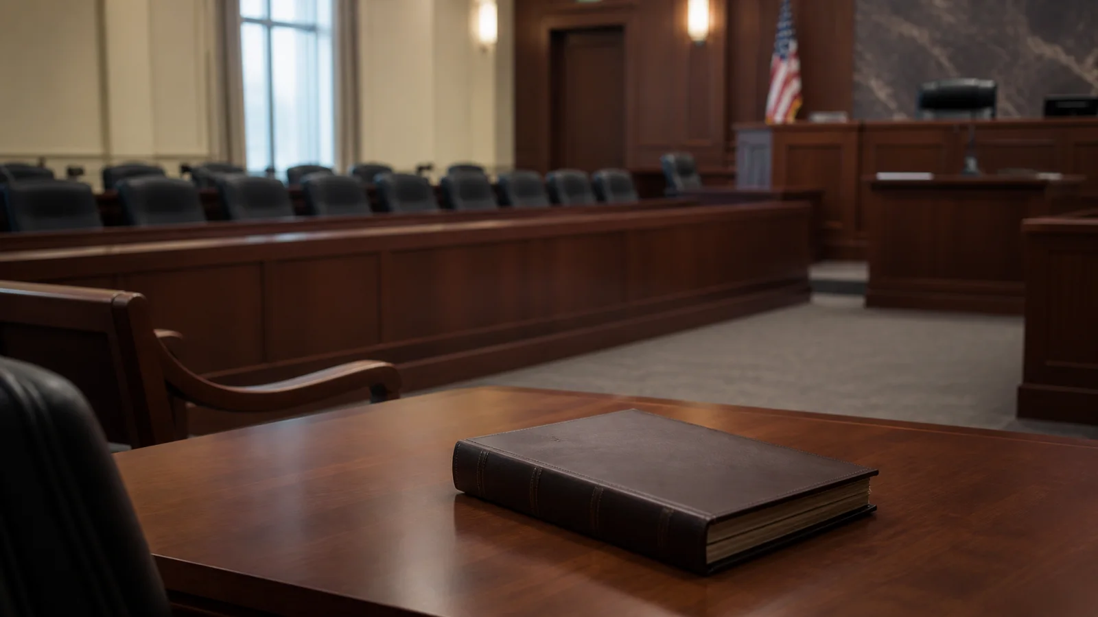 Empty courtroom prepared for a capital penalty phase