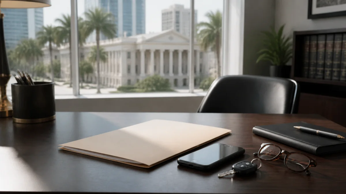 Law office workspace for challenging a criminal search in Fort Lauderdale