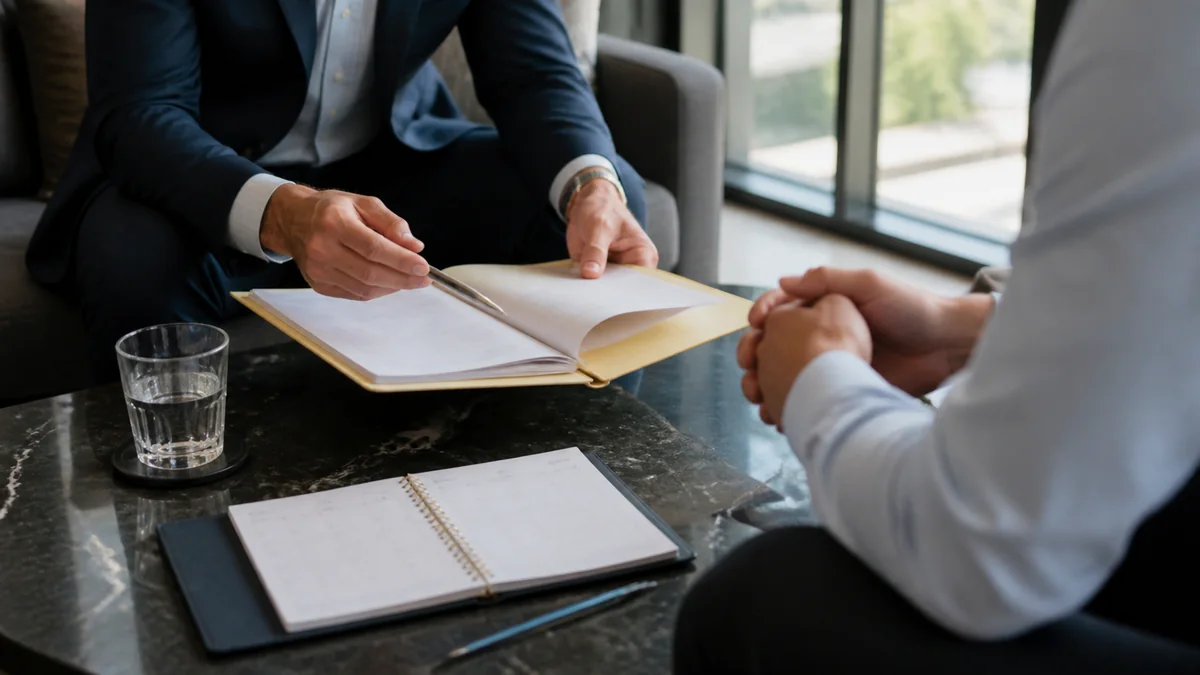 Attorney and prospective client reviewing a case during a Fort Lauderdale criminal defense consultation