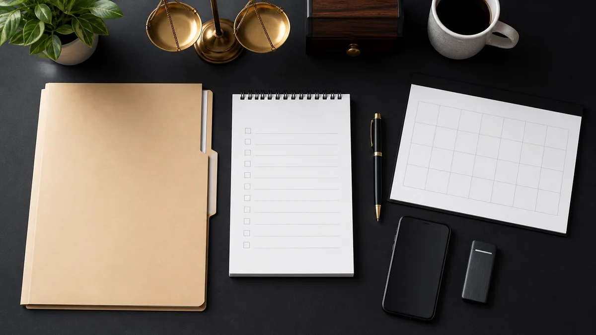 Organized documents and checklist for a Fort Lauderdale criminal defense consultation