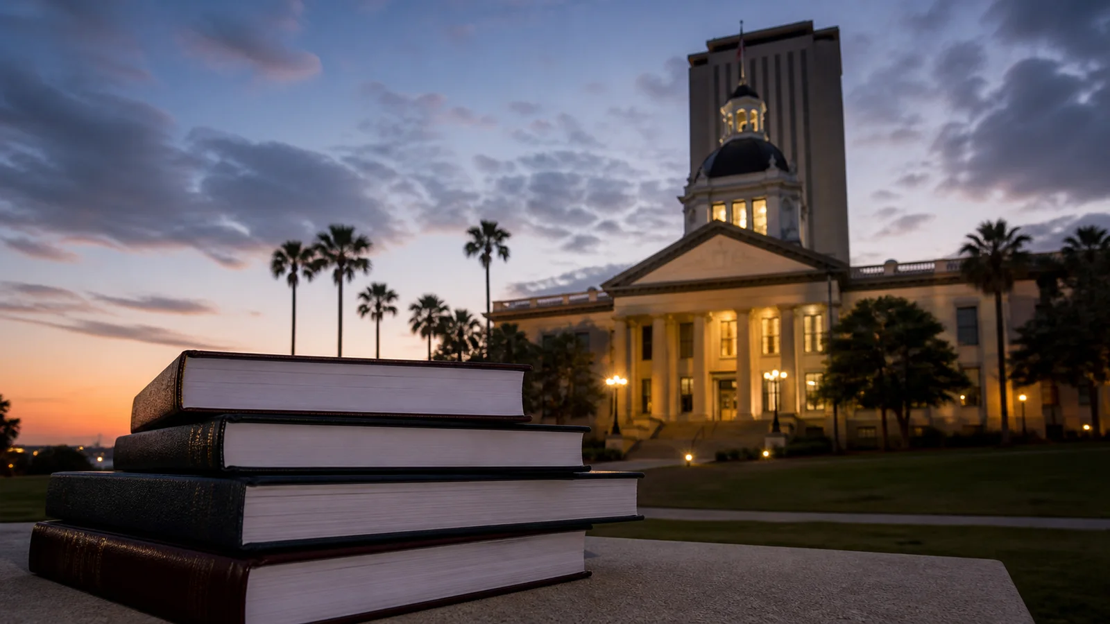 Florida government building and legal briefs representing execution policy
