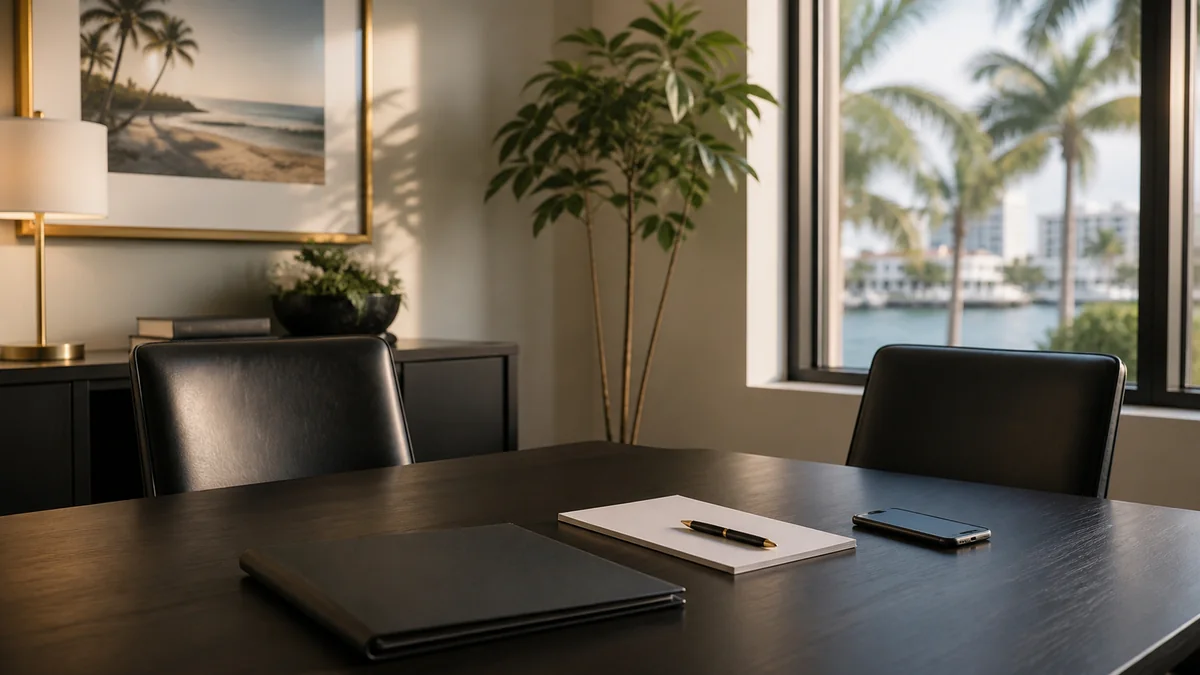 Private South Florida law office prepared for a criminal defense consultation