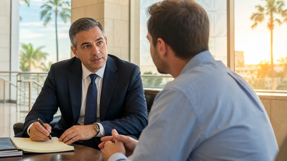 Criminal defense attorney meeting an adult client in Sunrise